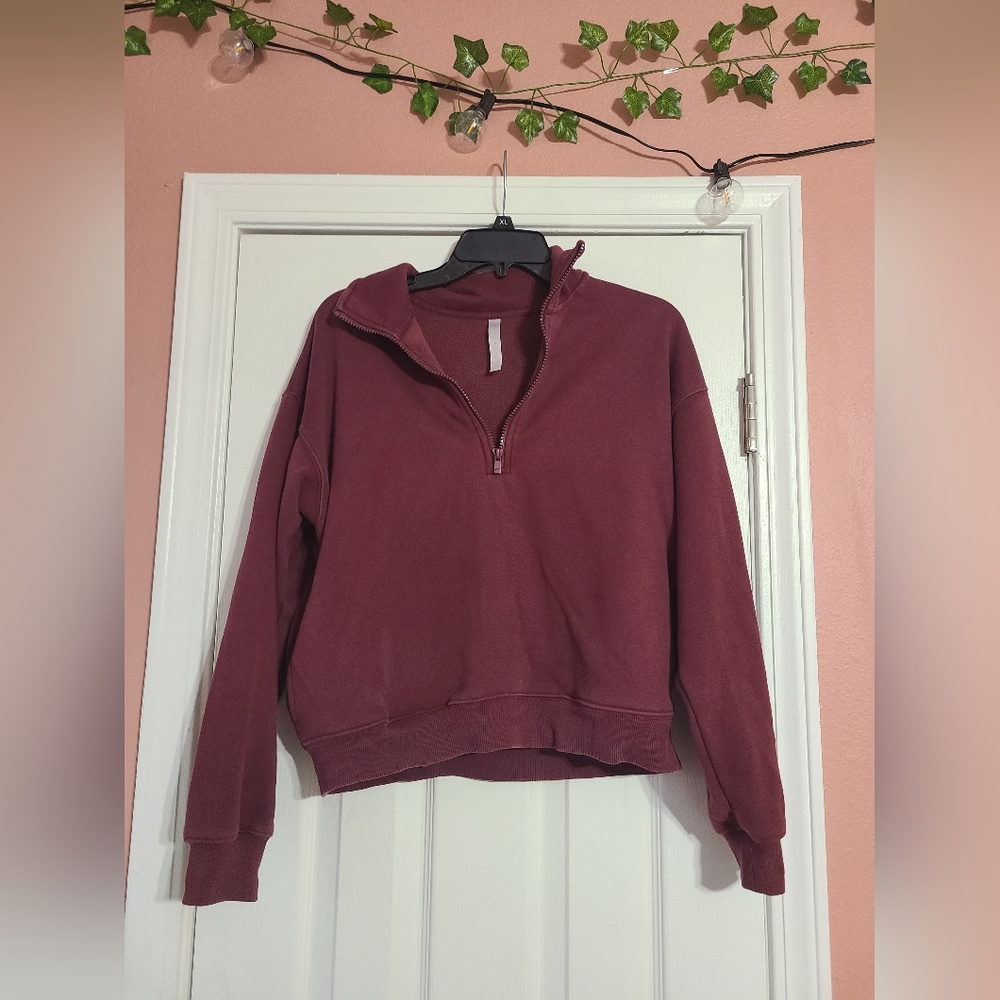 Fabletics Maroon Half-Zip Sweatshirt